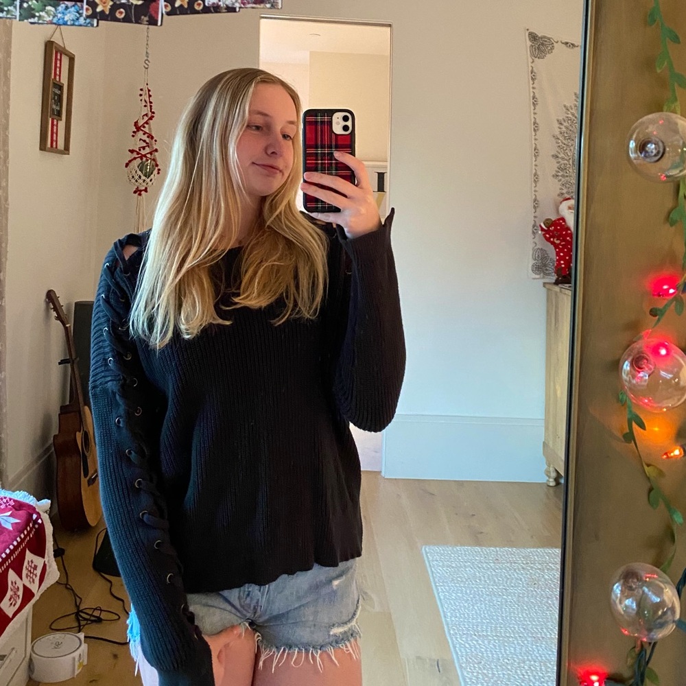 black sweater